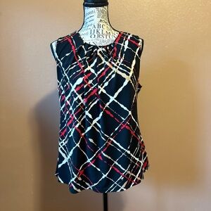 Calvin Klein Black and Red Plaid Blouse